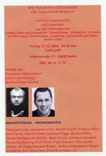 Liebesgedichte mit Manfred E., 17. 10. 2008, Café Lyrik, Berlin-Prenzlauer Berg (Quelle: Webseite Café Lyrik)